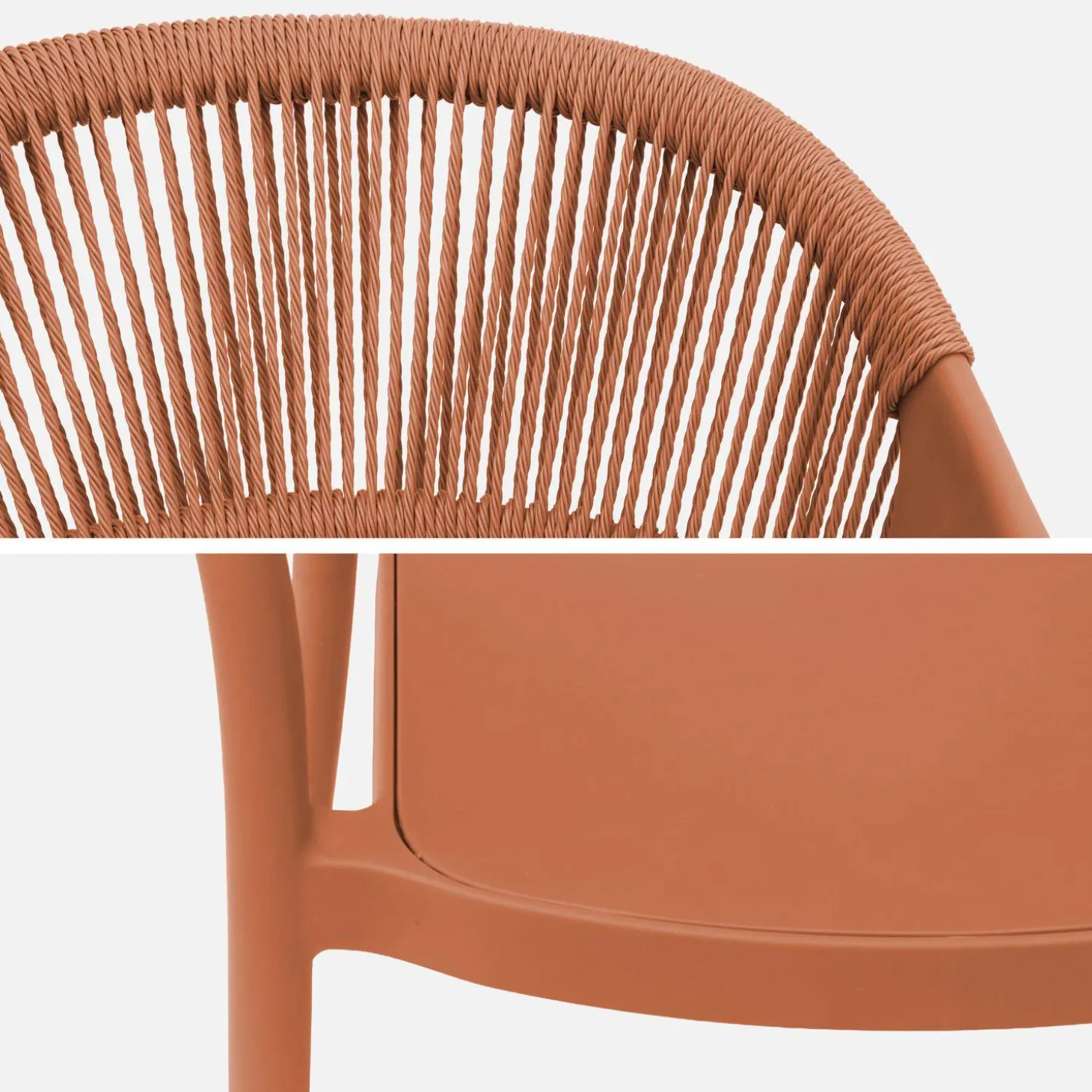 Set of 4 stackable garden chairs with rope effect
