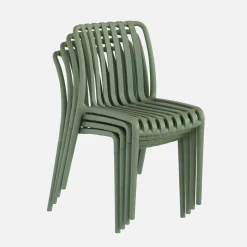 Set of 4 stackable plastic garden chairs