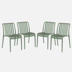 Set of 4 stackable plastic garden chairs