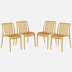 Set of 4 stackable plastic garden chairs