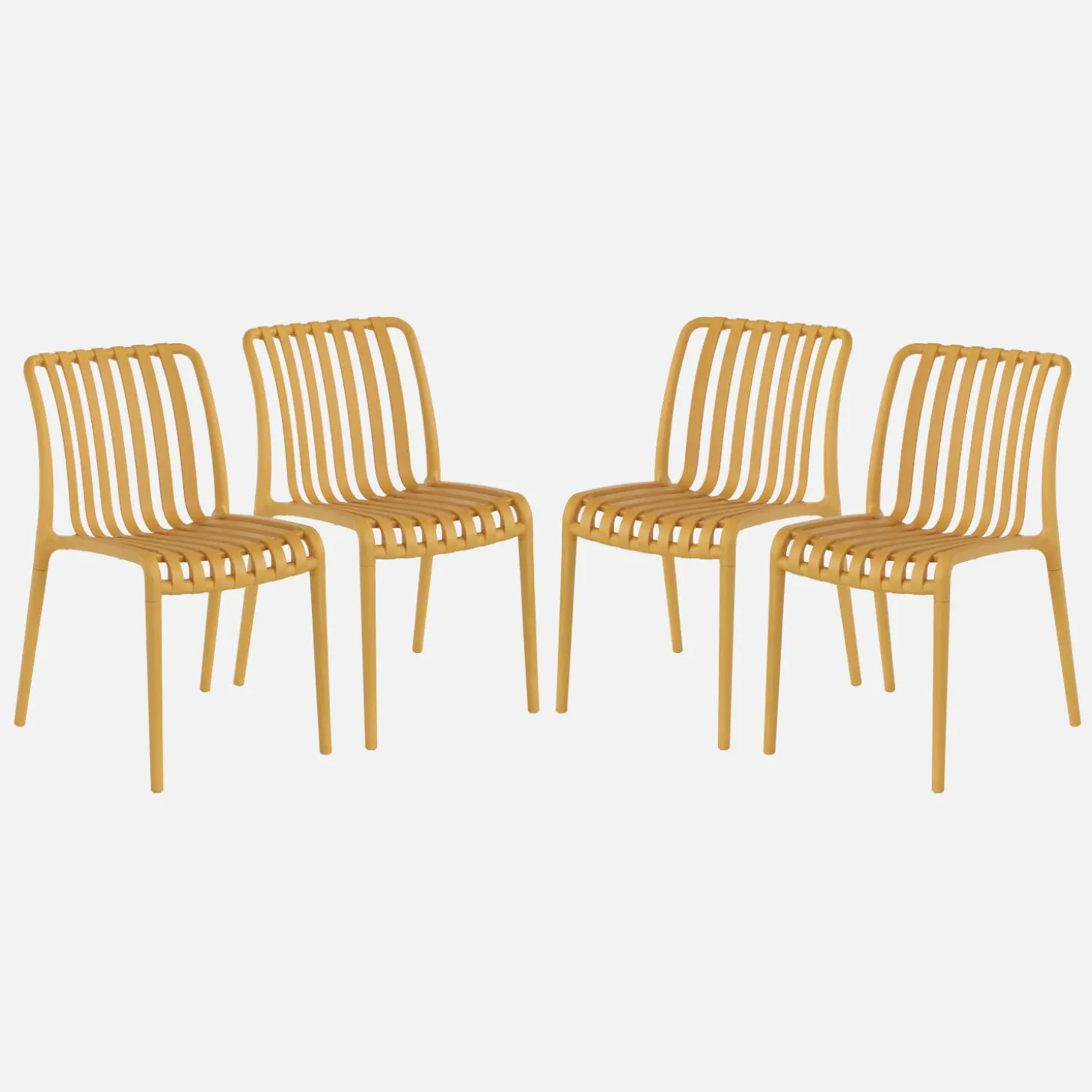 Set of 4 stackable plastic garden chairs