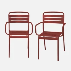 Set of 2 stackable steel garden armchairs