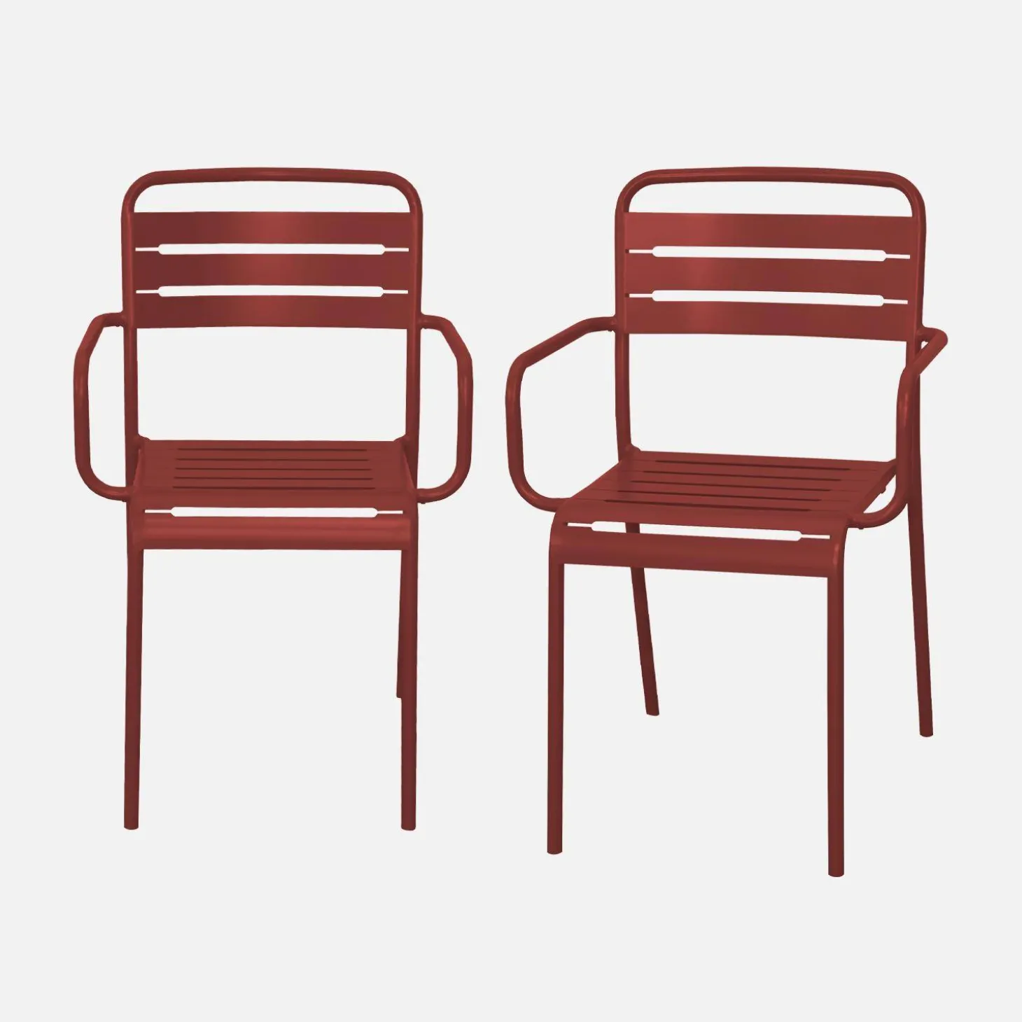 Set of 2 stackable steel garden armchairs