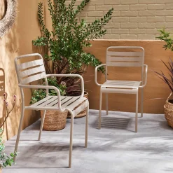 Set of 2 stackable steel garden armchairs