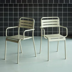 Set of 2 stackable steel garden armchairs