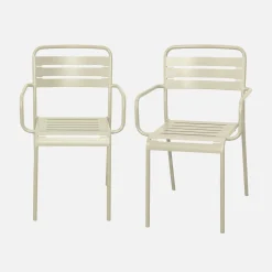 Set of 2 stackable steel garden armchairs
