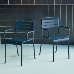Set of 2 stackable steel garden armchairs