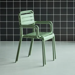 Set of 2 stackable steel garden armchairs