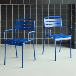 Set of 2 stackable steel garden armchairs