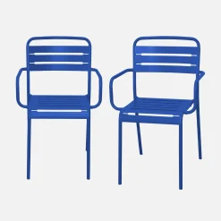 Set of 2 stackable steel garden armchairs