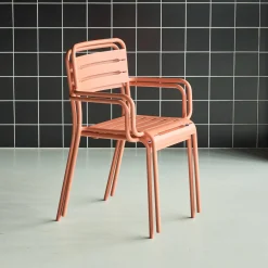 Set of 2 stackable steel garden armchairs