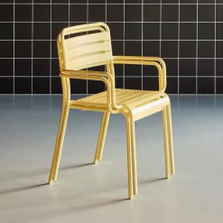 Set of 2 stackable steel garden armchairs