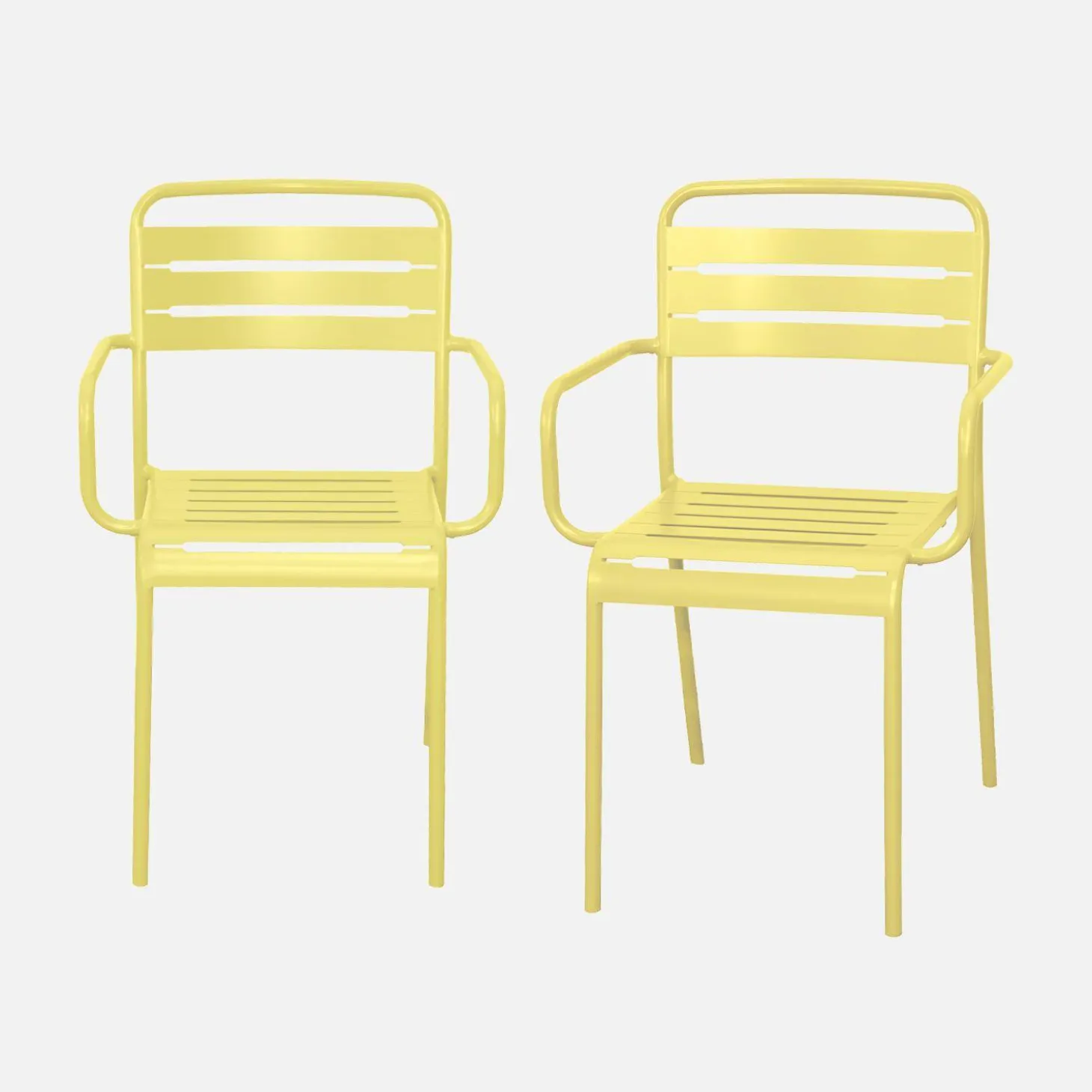 Set of 2 stackable steel garden armchairs