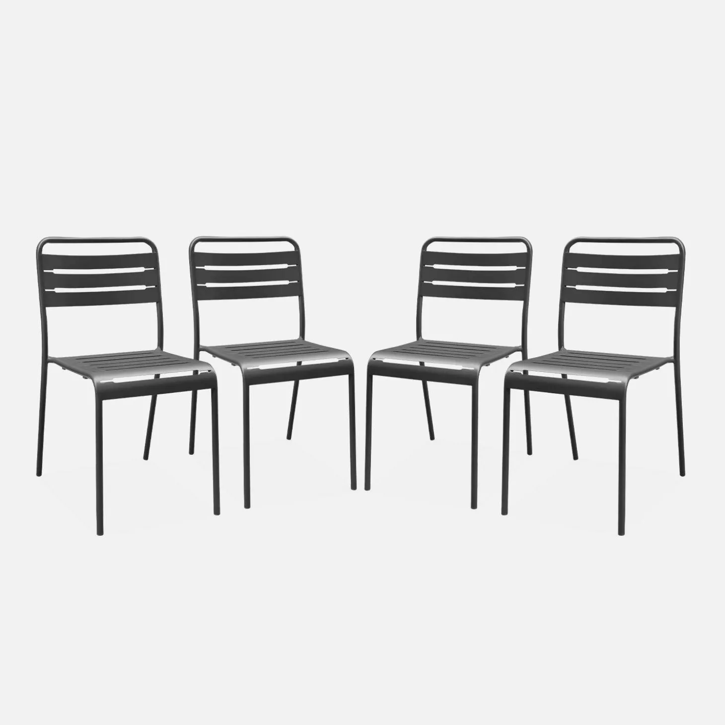 Set of 4 stackable steel garden chairs