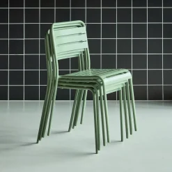 Set of 4 stackable steel garden chairs