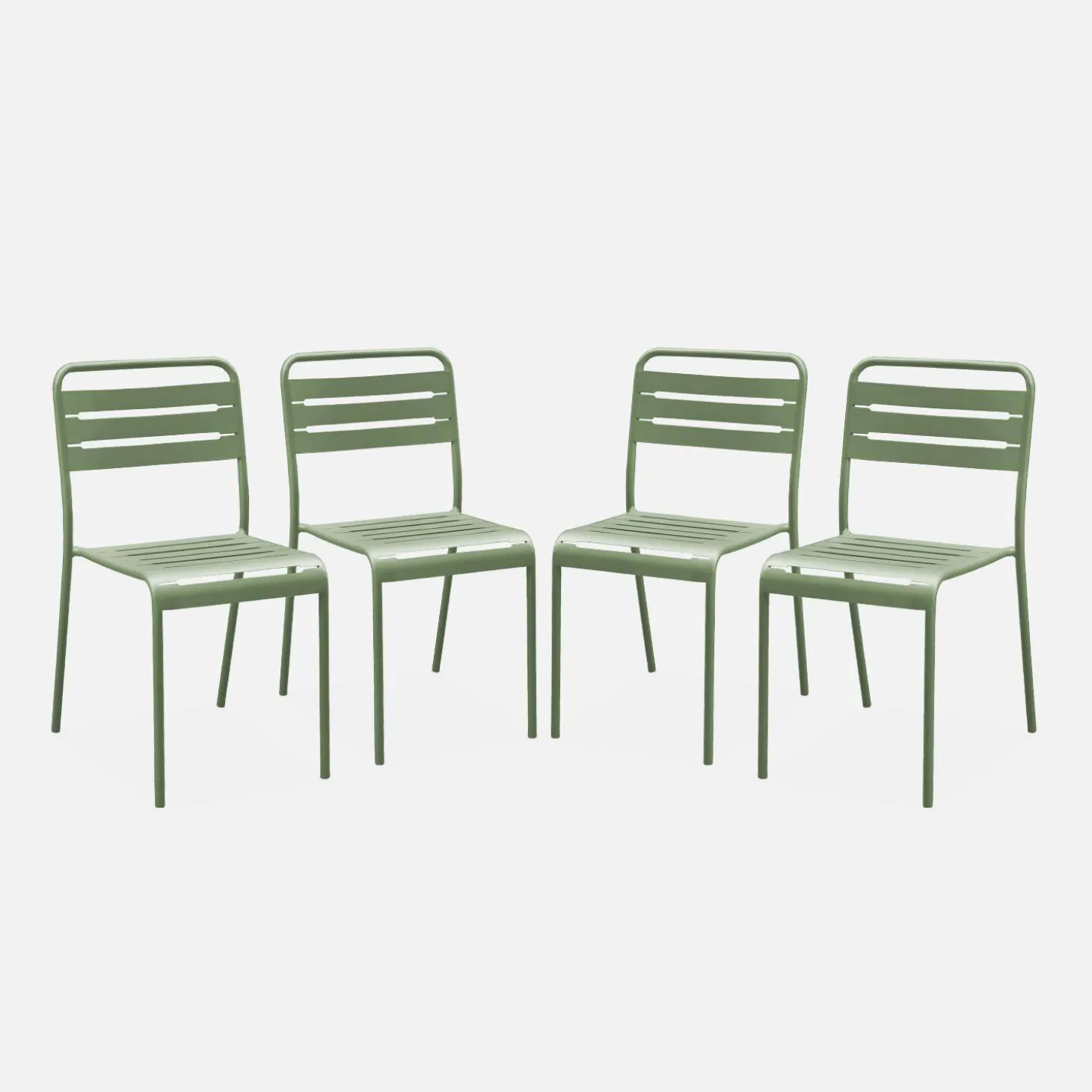 Set of 4 stackable steel garden chairs