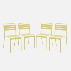 Set of 4 stackable steel garden chairs