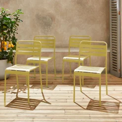 Set of 4 stackable steel garden chairs