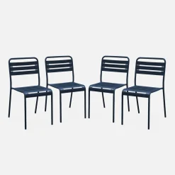 Set of 4 stackable steel garden chairs