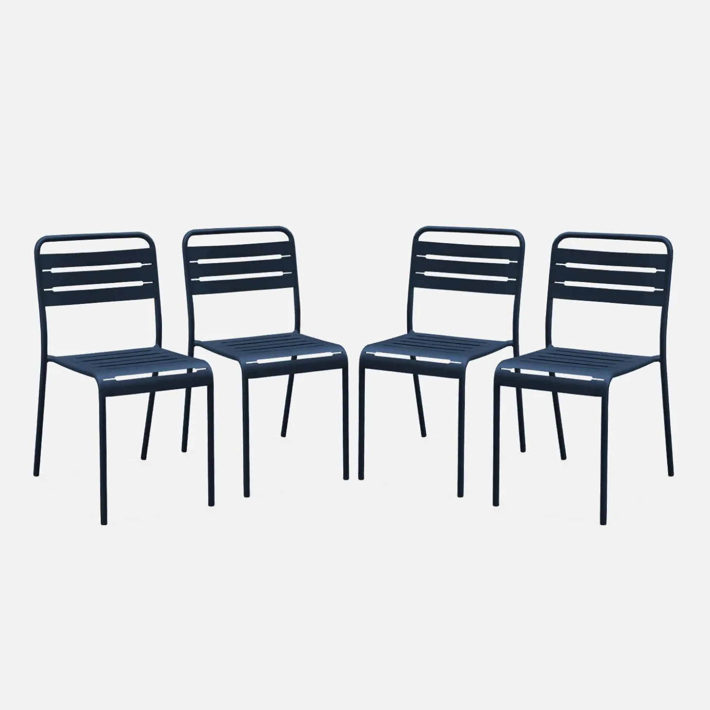 Set of 4 stackable steel garden chairs