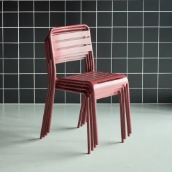 Set of 4 stackable steel garden chairs
