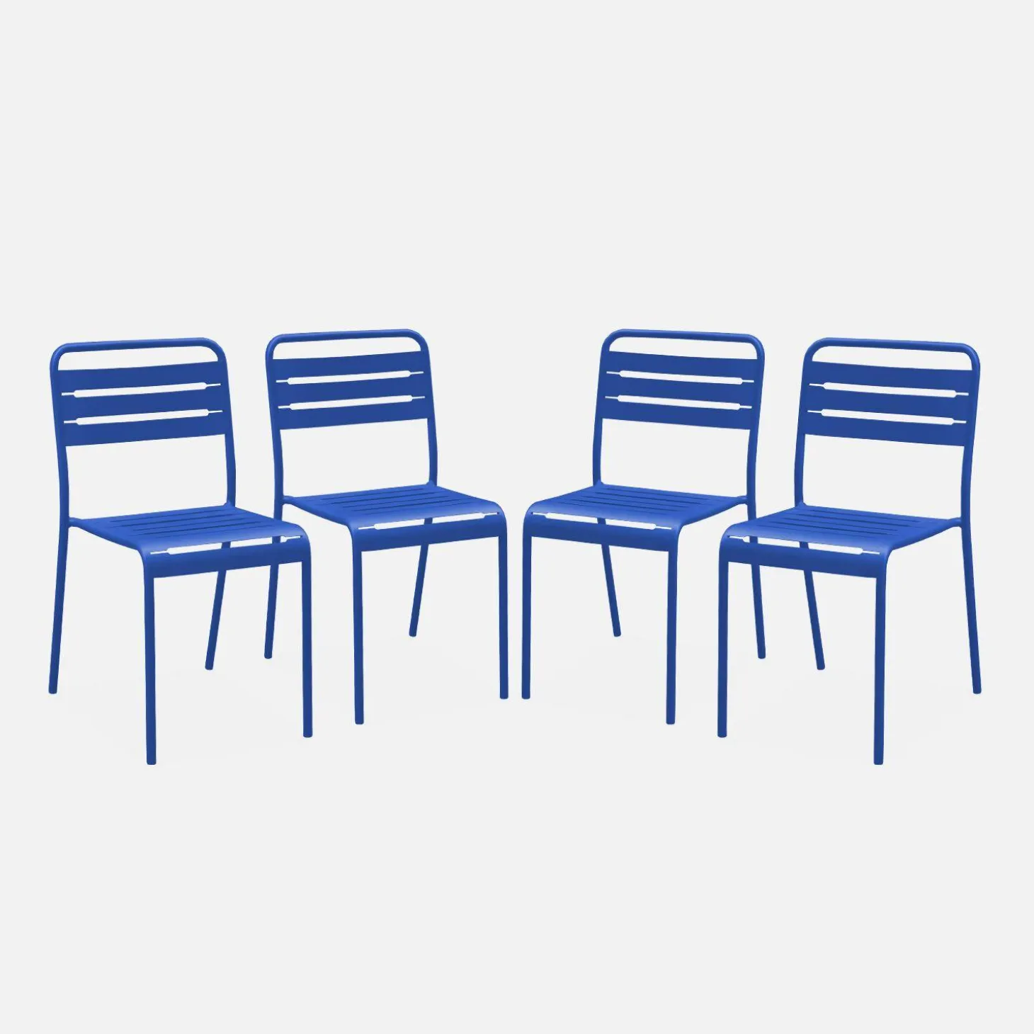 Set of 4 stackable steel garden chairs