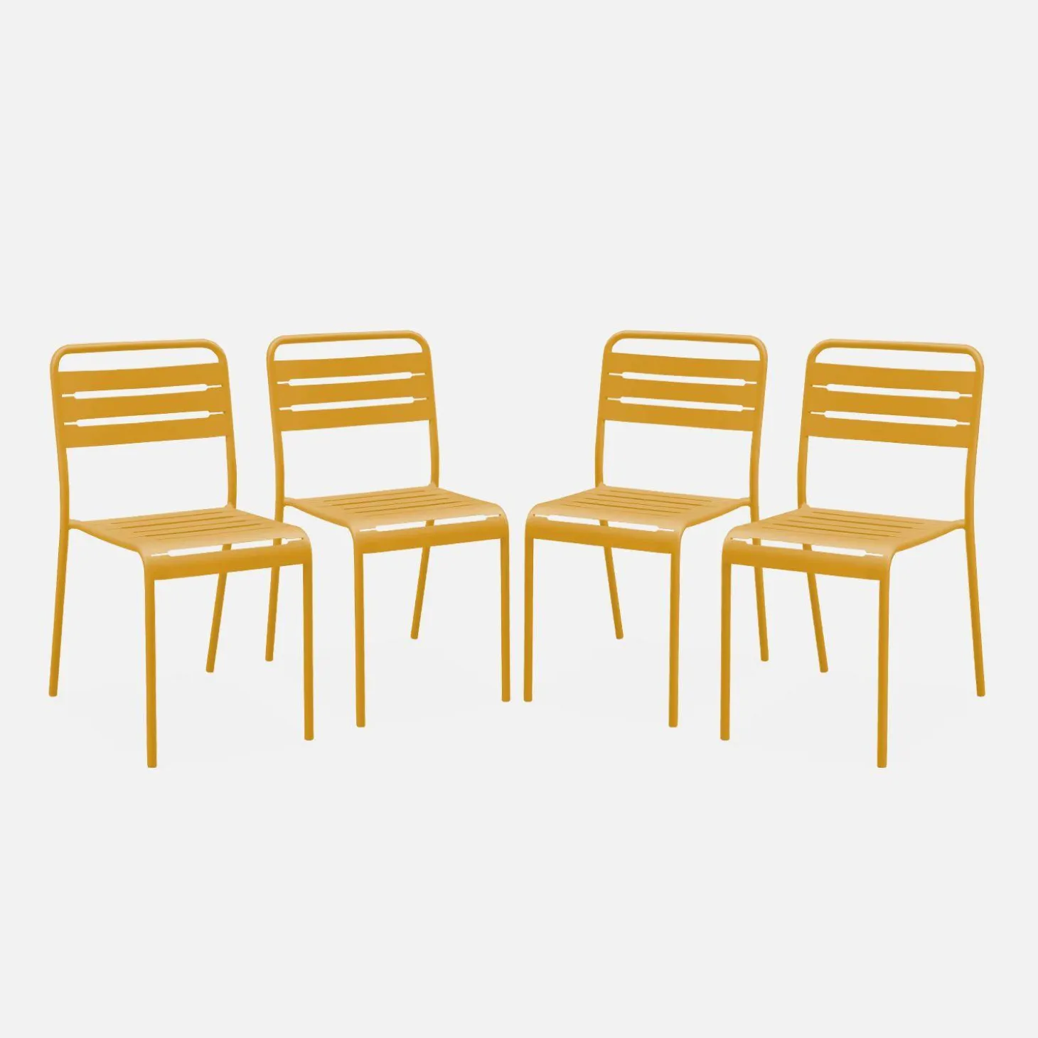Set of 4 stackable steel garden chairs