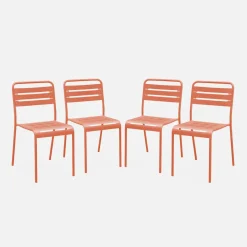 Set of 4 stackable steel garden chairs