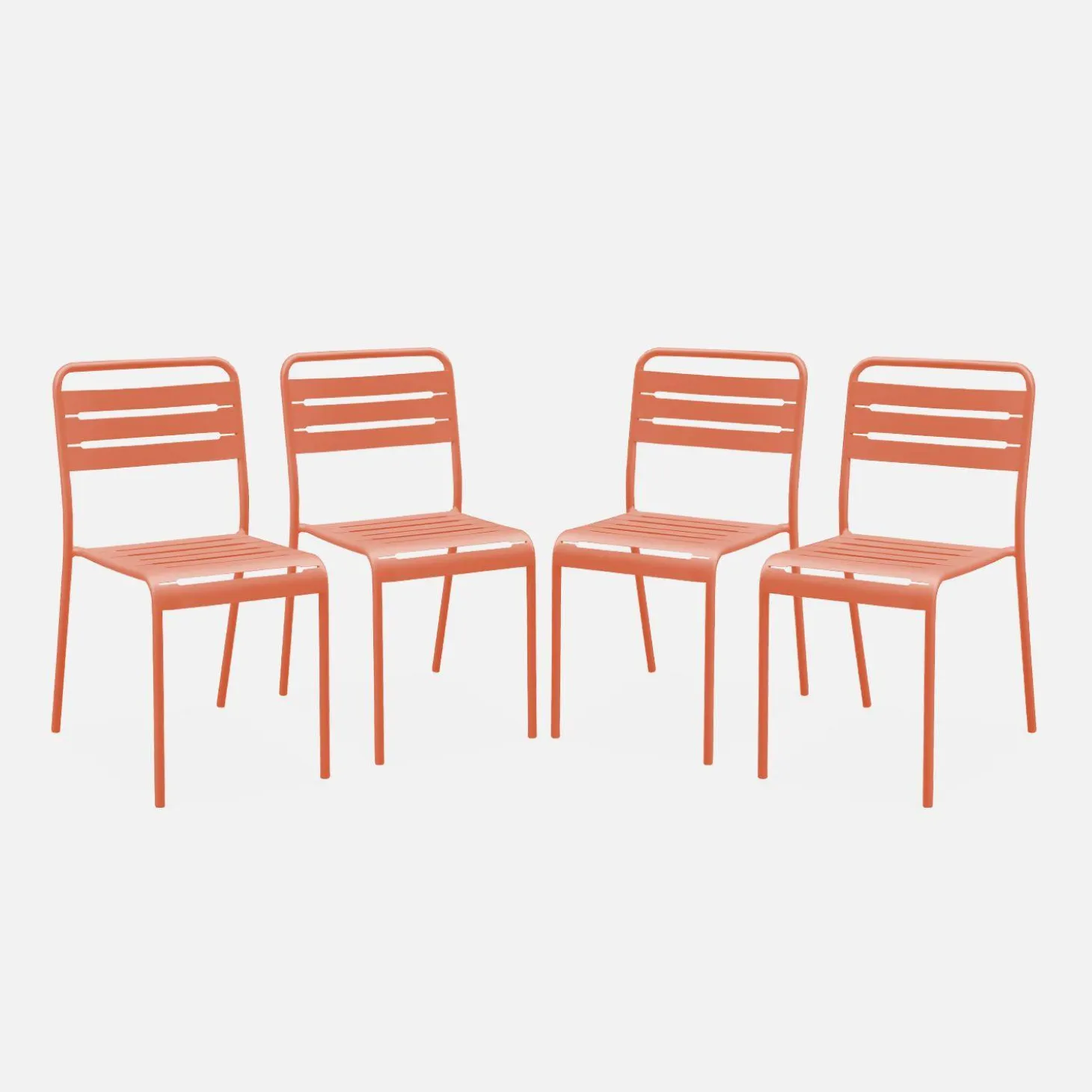 Set of 4 stackable steel garden chairs
