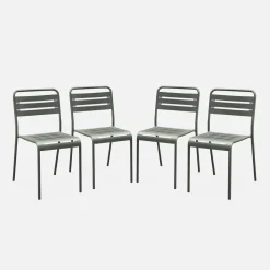 Set of 4 stackable steel garden chairs