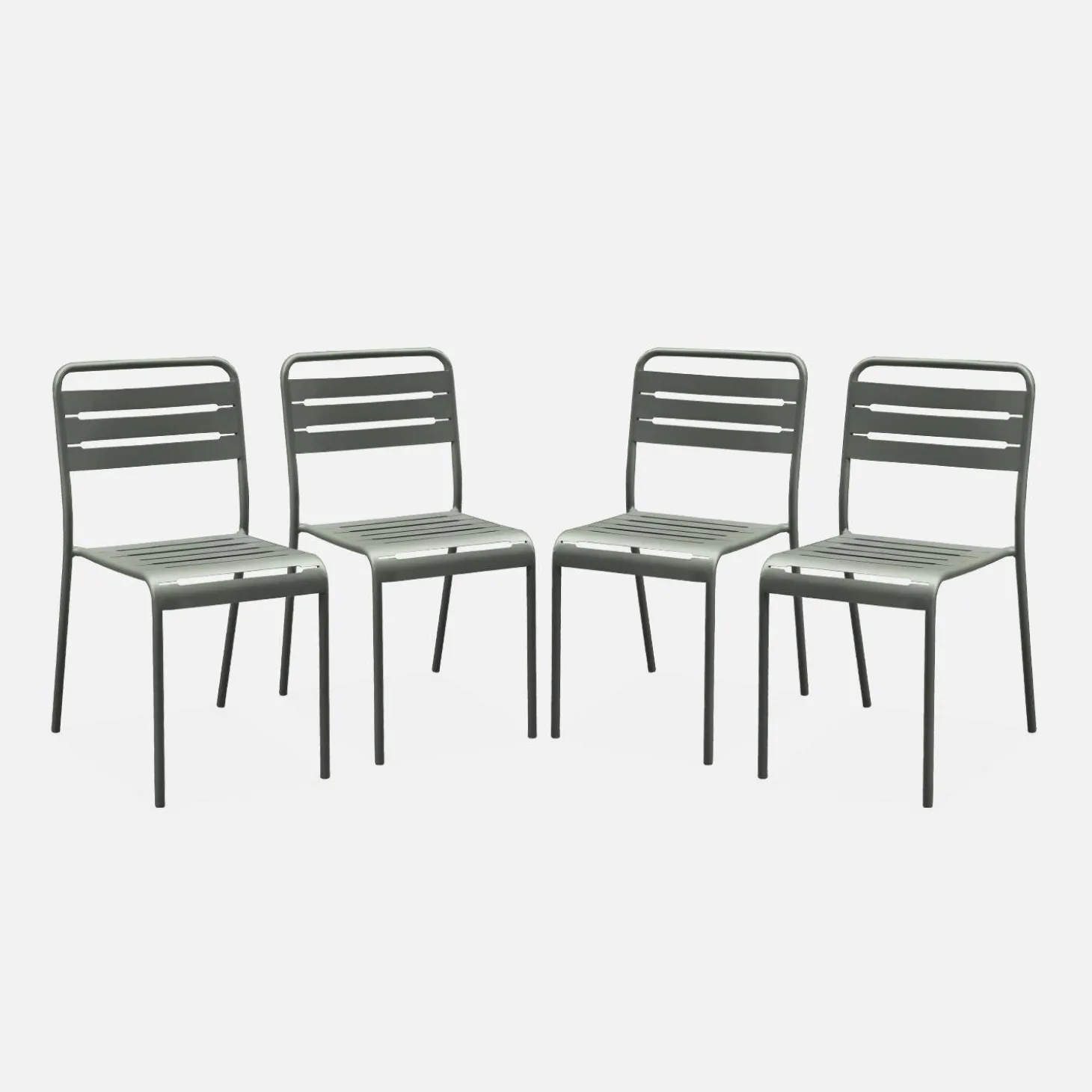 Set of 4 stackable steel garden chairs