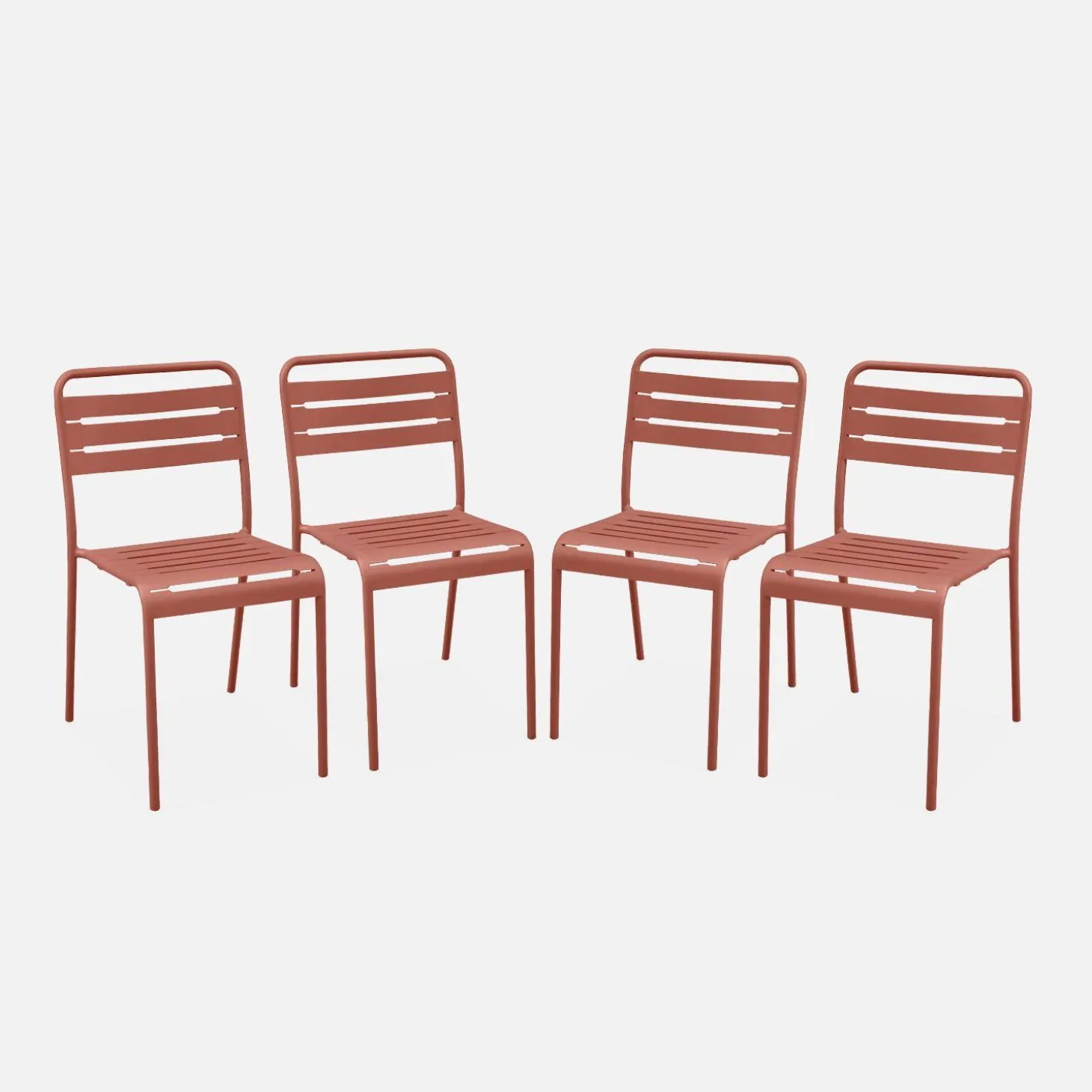 Set of 4 stackable steel garden chairs