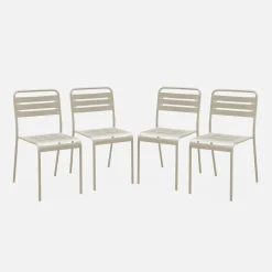Set of 4 stackable steel garden chairs