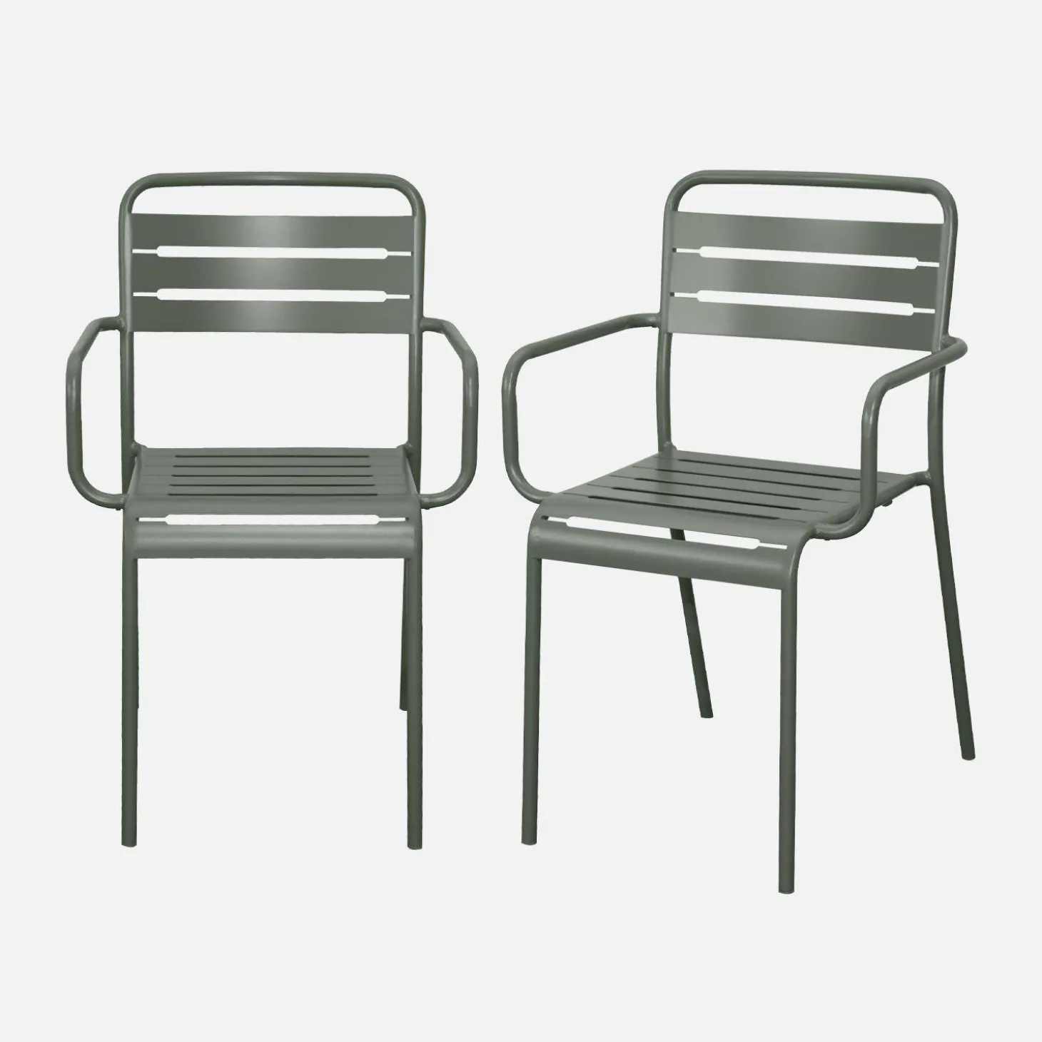 Set of 2 stackable steel garden armchairs