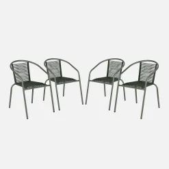 Set of 4 steel and resin garden armchairs