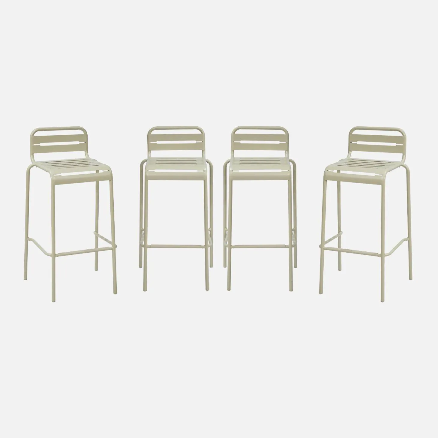 Set of 4 steel and stackable garden high chairs