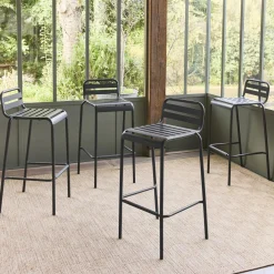 Set of 4 steel and stackable garden high chairs