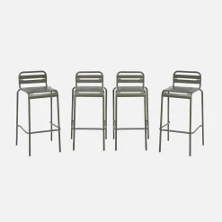Set of 4 steel and stackable garden high chairs