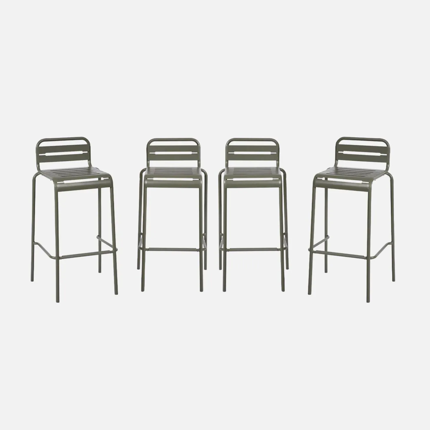 Set of 4 steel and stackable garden high chairs