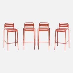 Set of 4 steel and stackable garden high chairs