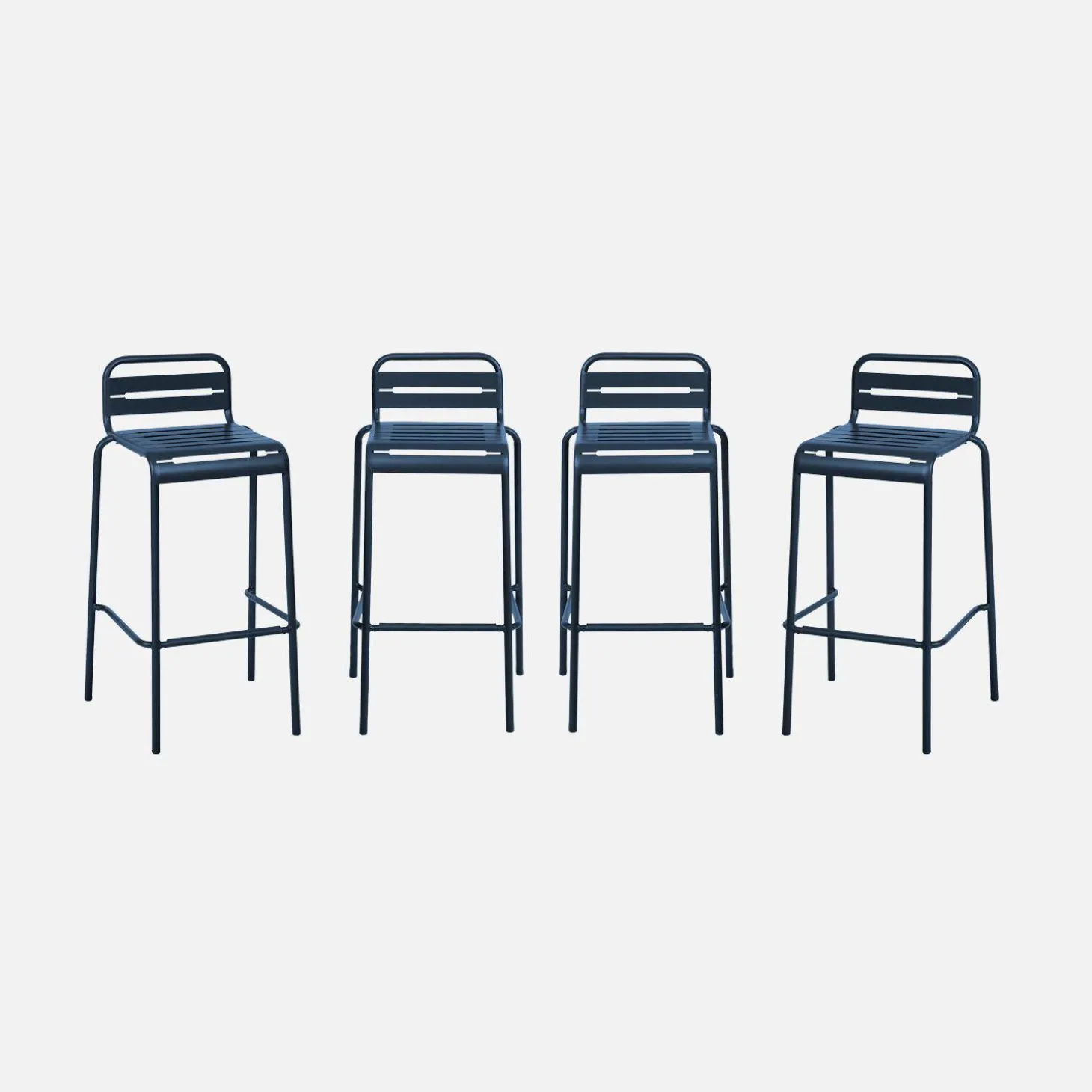 Set of 4 steel and stackable garden high chairs