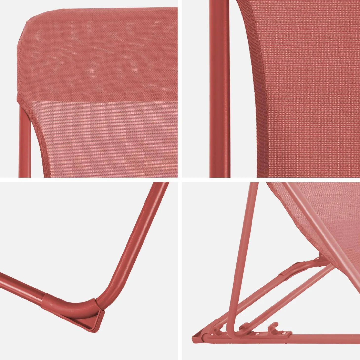 Set of 4 textilene folding sun loungers of steel