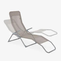 Set of 4 textilene folding sun loungers with 2 positions