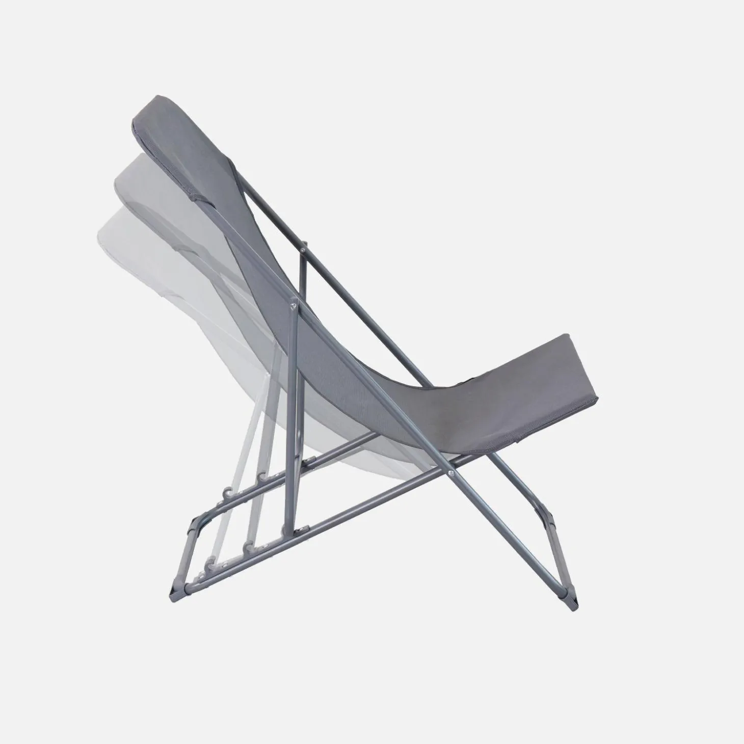 Set of 4 textilene folding sun loungers of steel