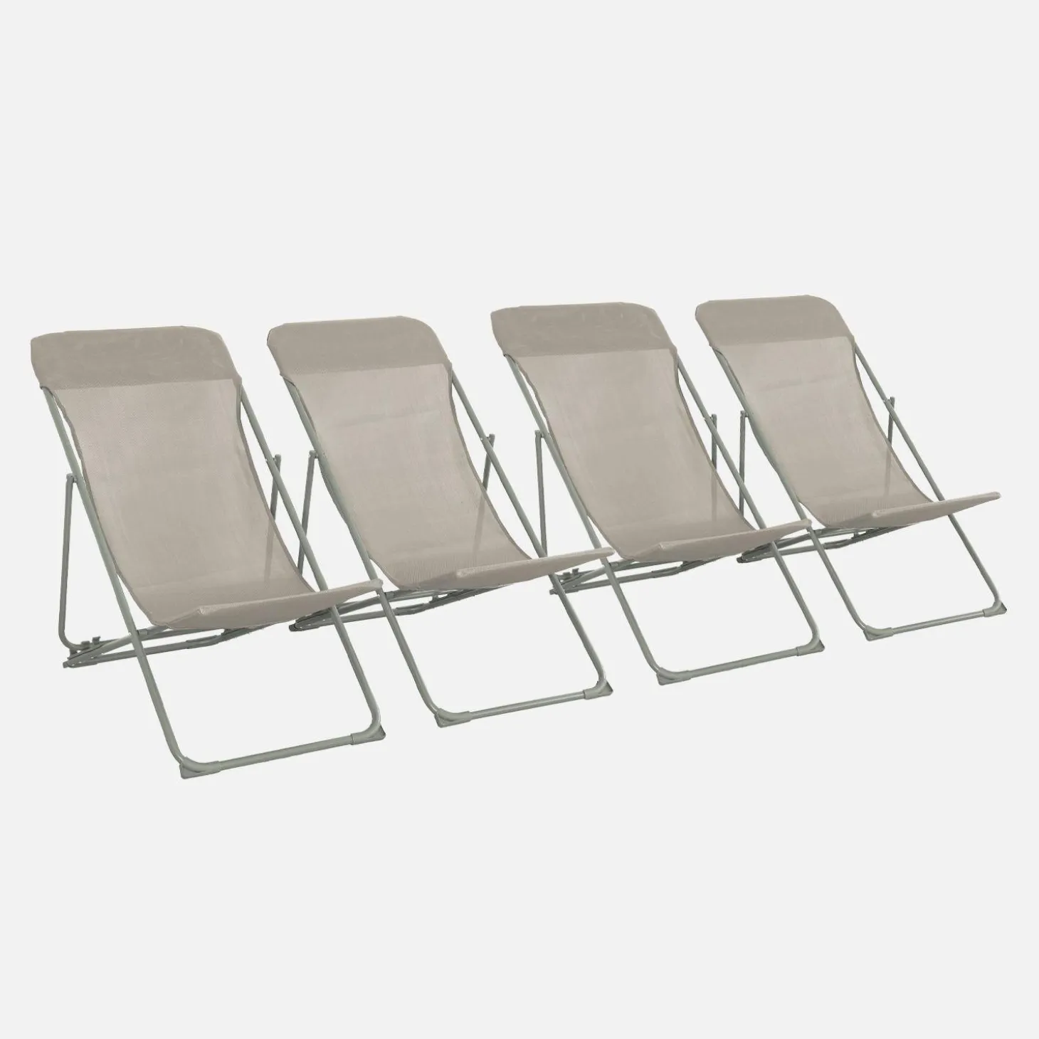 Set of 4 textilene folding sun loungers of steel