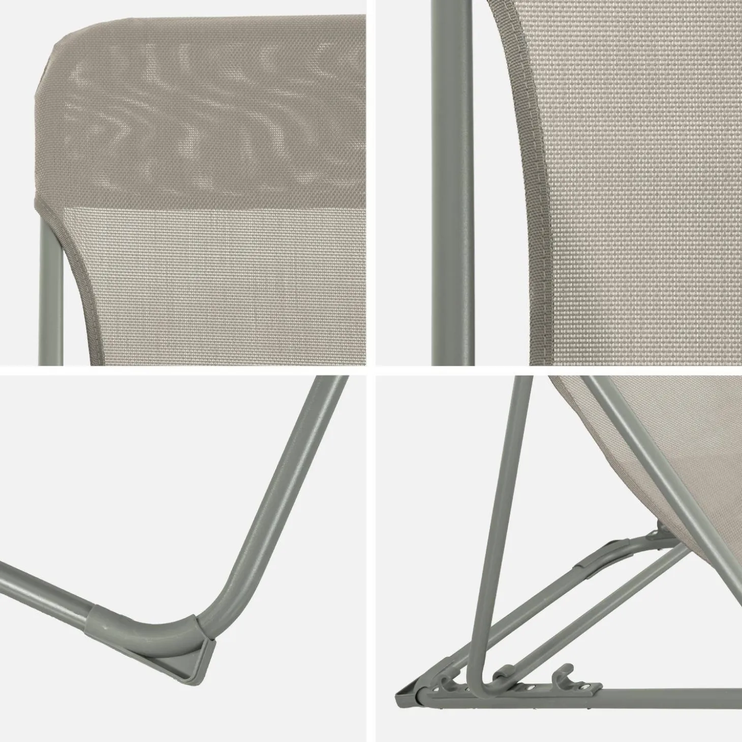 Set of 4 textilene folding sun loungers of steel