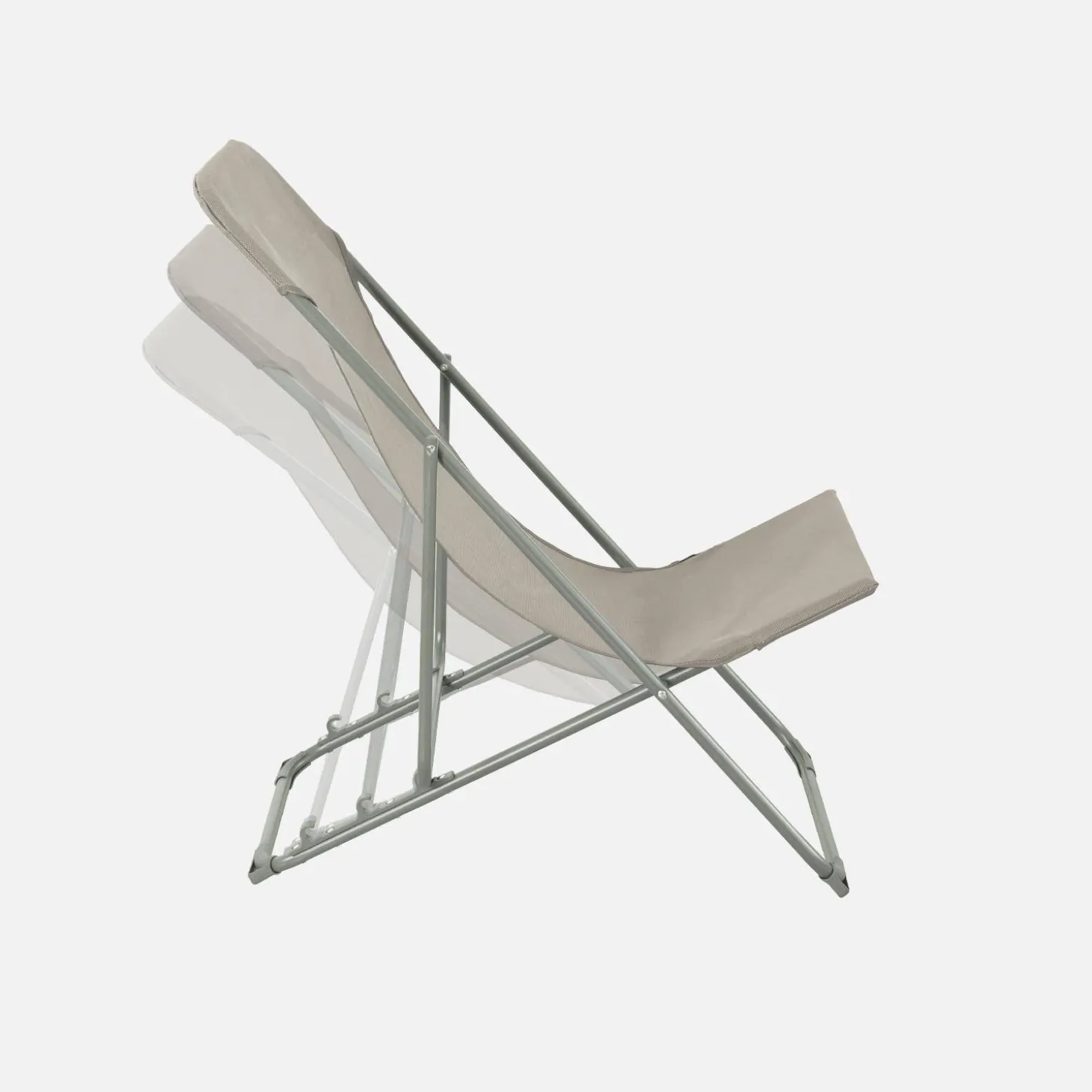 Set of 4 textilene folding sun loungers of steel