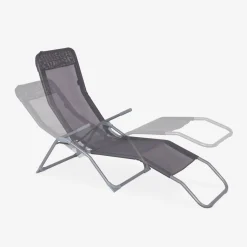 Set of 4 textilene folding sun loungers with 2 positions