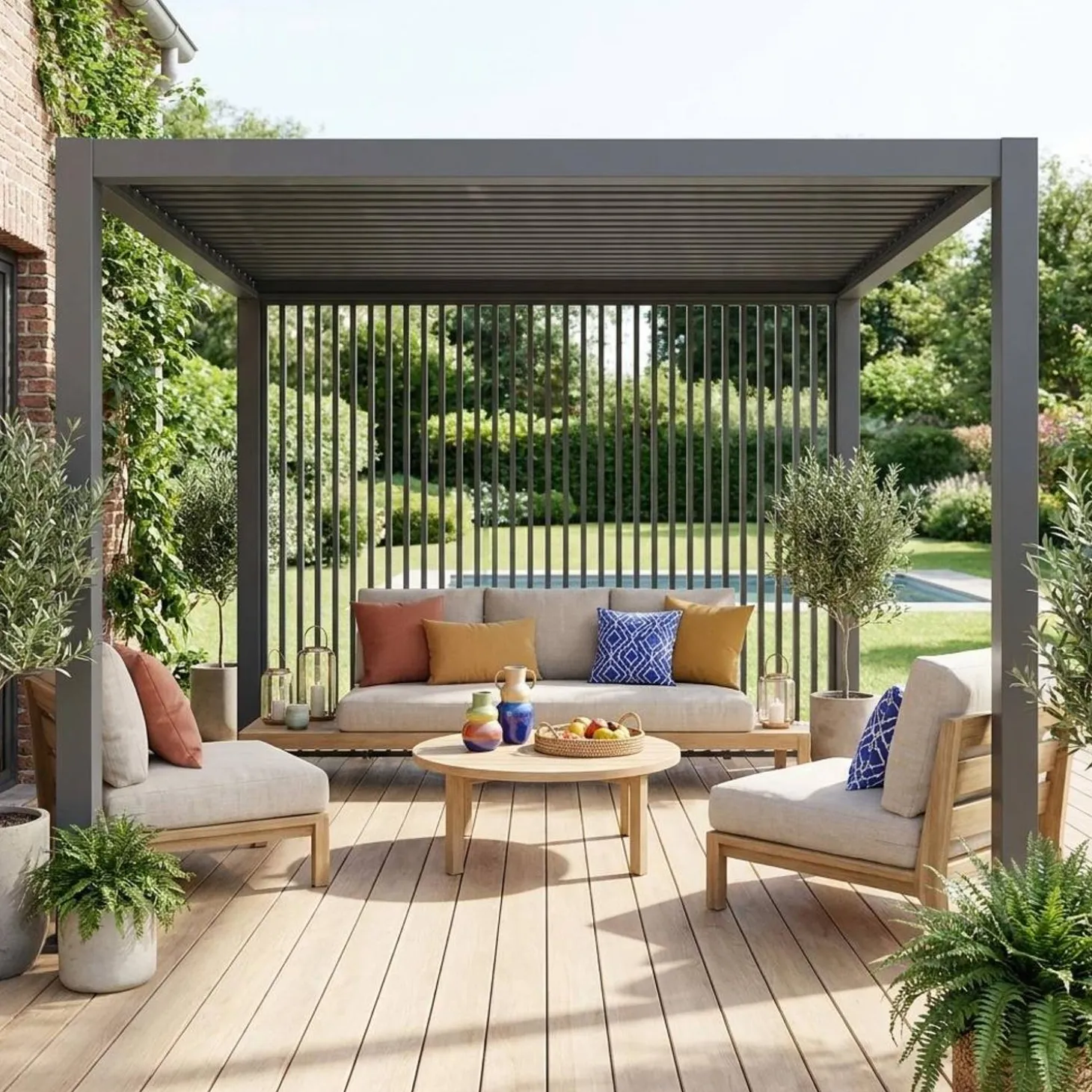Set of 3 vertical louvers 130cm for bioclimatic pergola Triomphe