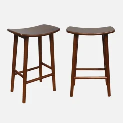 Set of 2 vintage bar stools, rubberwood
